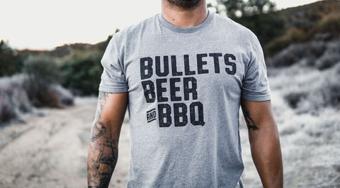 Bullets Beer & BBQ shirt-Heather Gray
