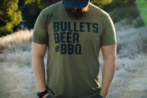 Bullets Beer & BBQ shirt-Military Green